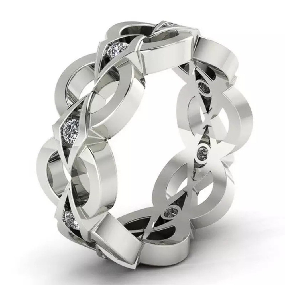 New Unisex 925 Silver Luxury Diamond Ring - Picture 3 of 3